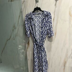 Zara pattern blue and white midi dress